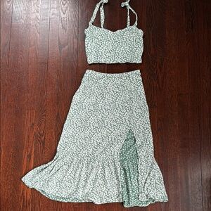 A&F Floral Green Skirt Set